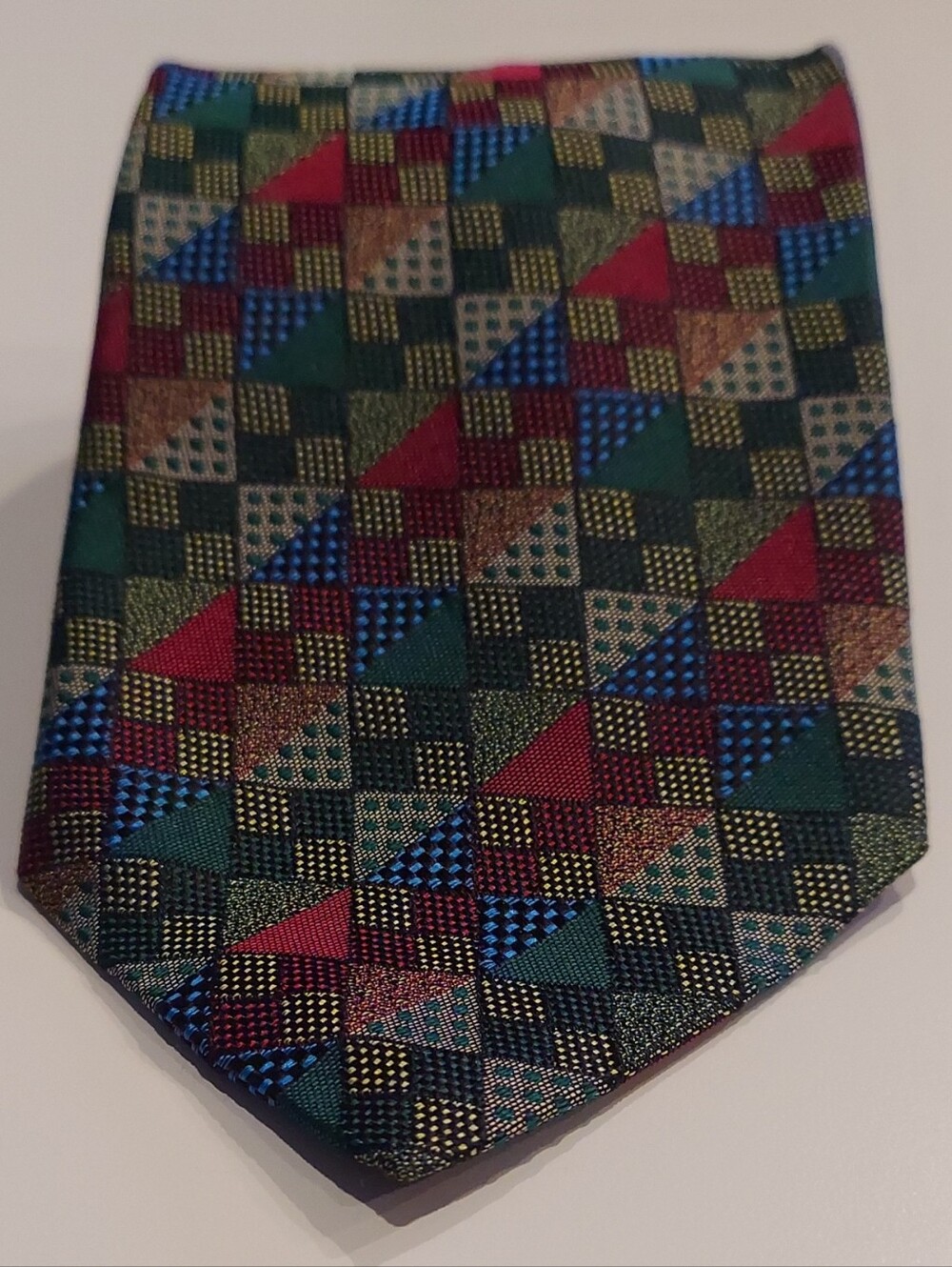 Vintage Rinaldo Carelli Men's Geometric Pattern Silk Tie